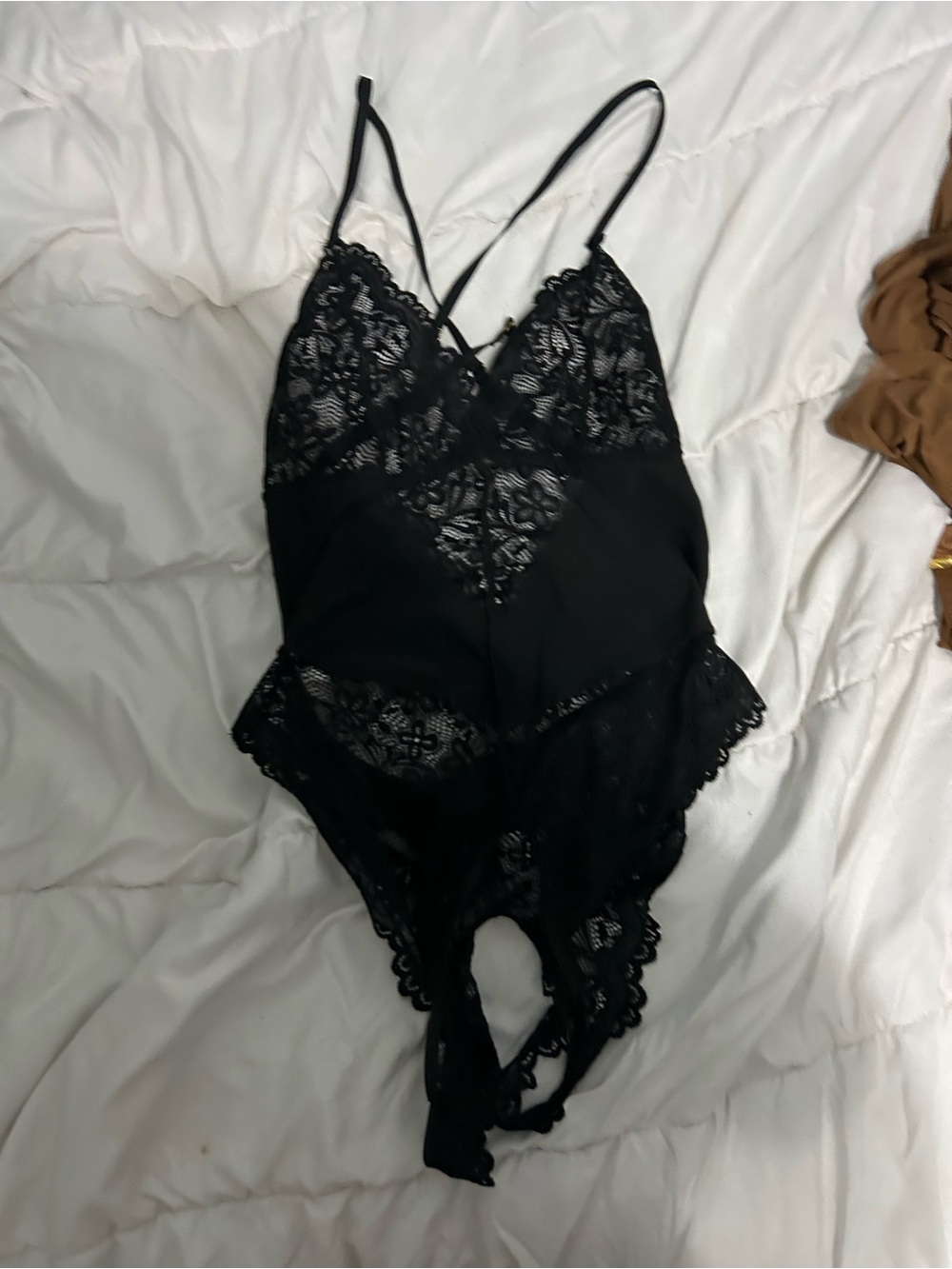 Black Lace Strappy Bodysuit